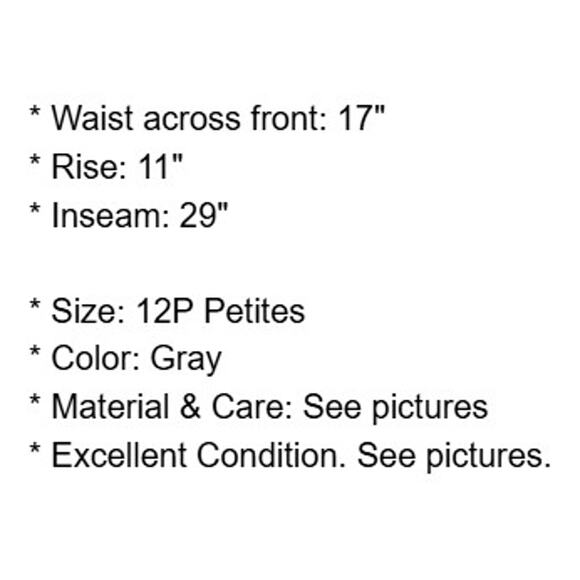 Talbots Dress Pants Petites 12P Gray Heritage Fit Straight Leg Side Zip Stretch - Picture 4 of 11